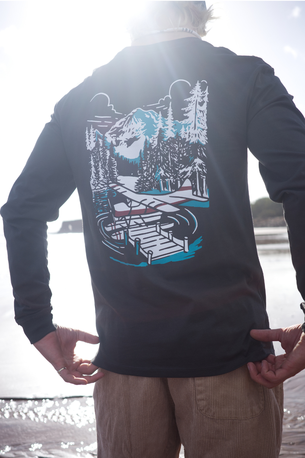 Seaplane Mens Long Sleeve T-Shirt Faded Olive Black