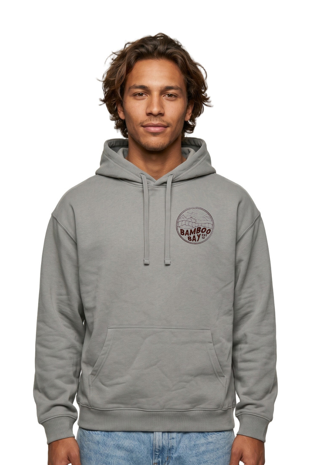 BamBooBay Mountain Badge Mens Hoodie Misty Grey
