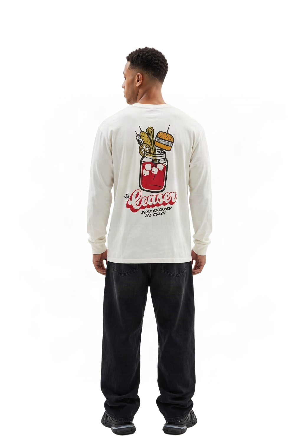 The Ceaser Mens Long Sleeve T-Shirt Faded White