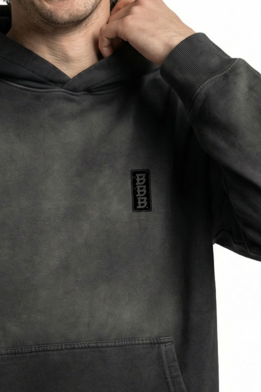 Hanko Stamp Mens Hoddie Shadowed Black
