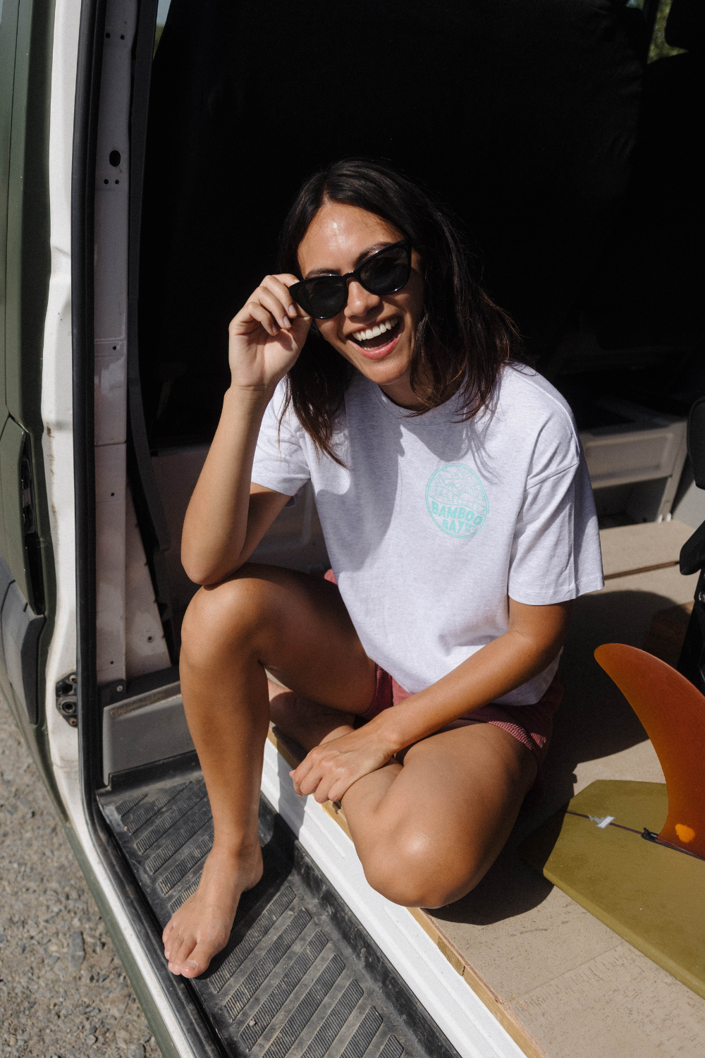 BamBooBay Mountain Badge Womens T-Shirt Cool Heather Grey