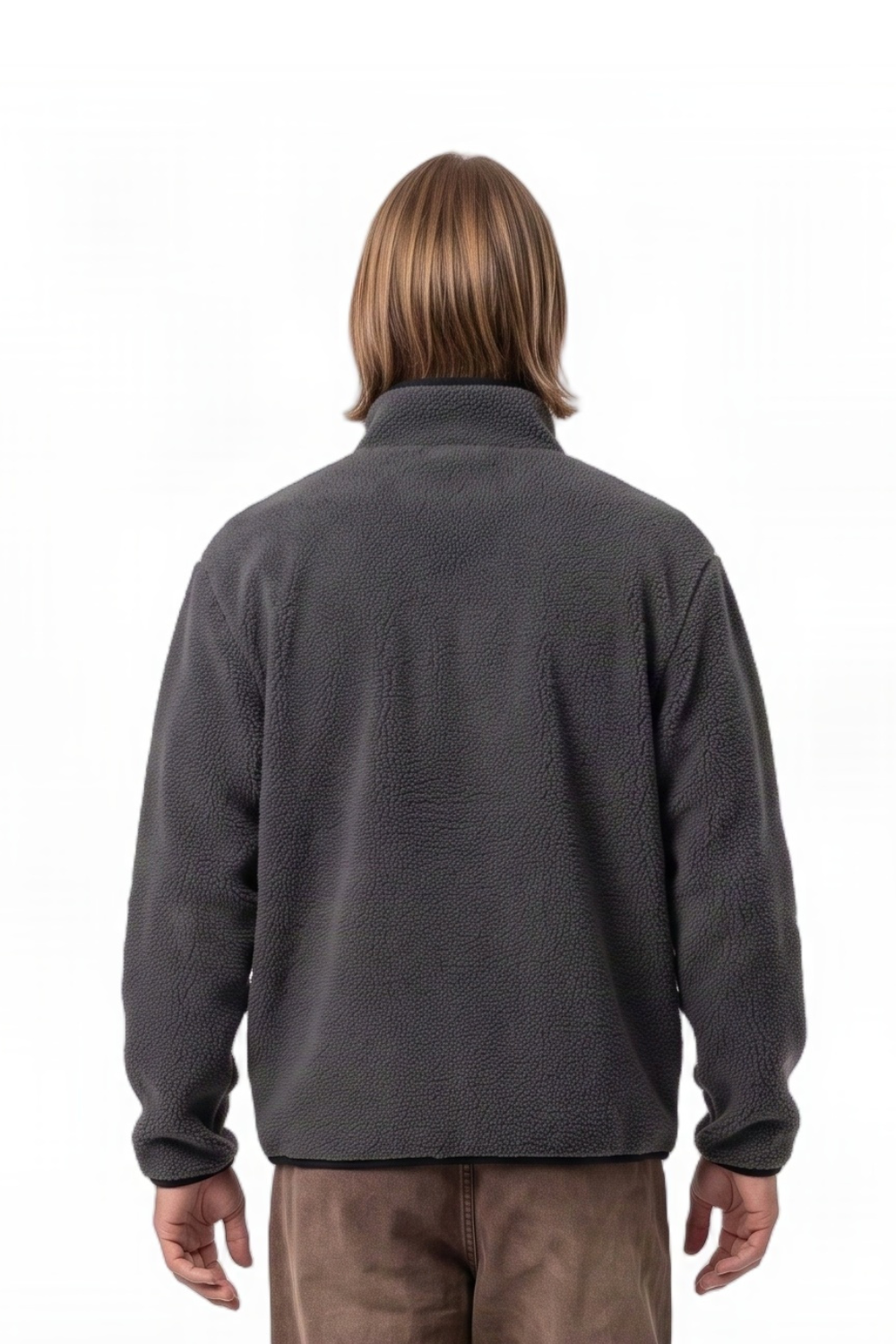 Haytor Mens Full Zip Sherpa Fleece Grey/Green