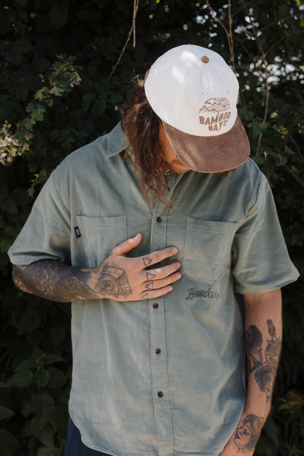 BamBooBay Script Mens Shirt Sage Green