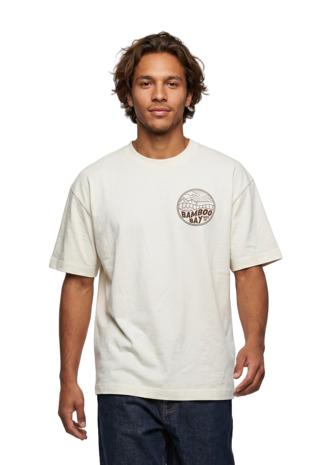 BamBooBay Mountain Badge Mens T-Shirt Ivory