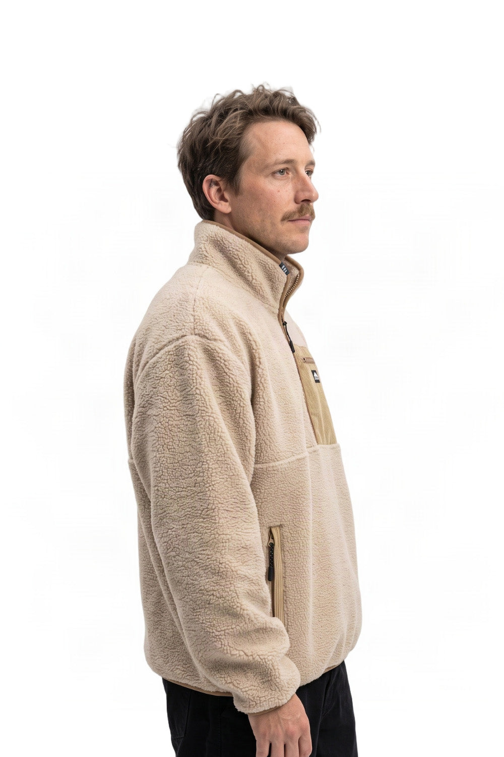 Boulder 2 Mens 1/4 Zip Sherpa Fleece Natural
