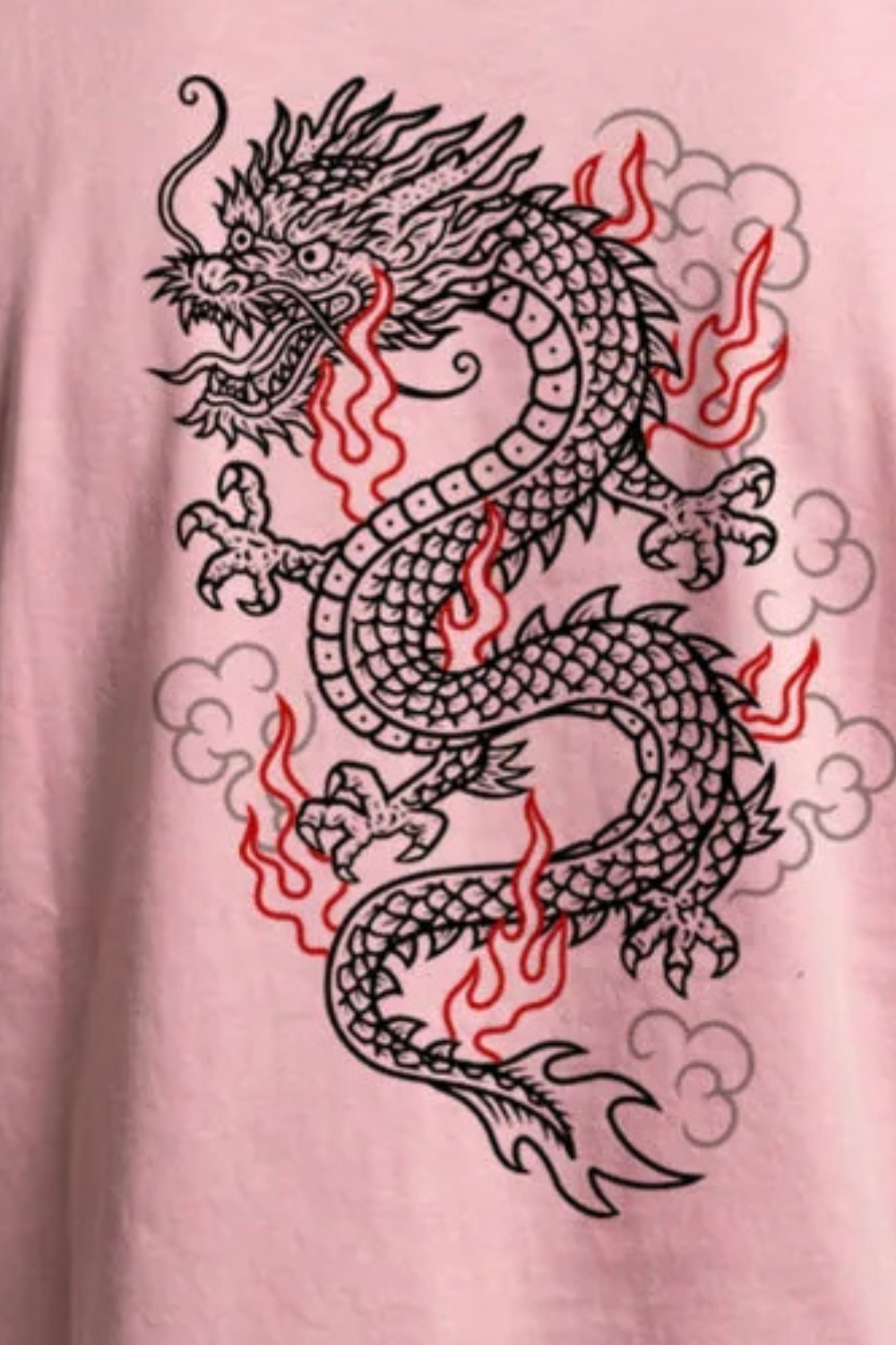 Dragon Mens T-Shirt Stone Wash Pink