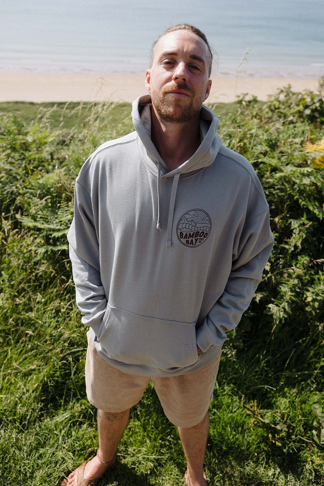 BamBooBay Mountain Badge Mens Hoodie Misty Grey