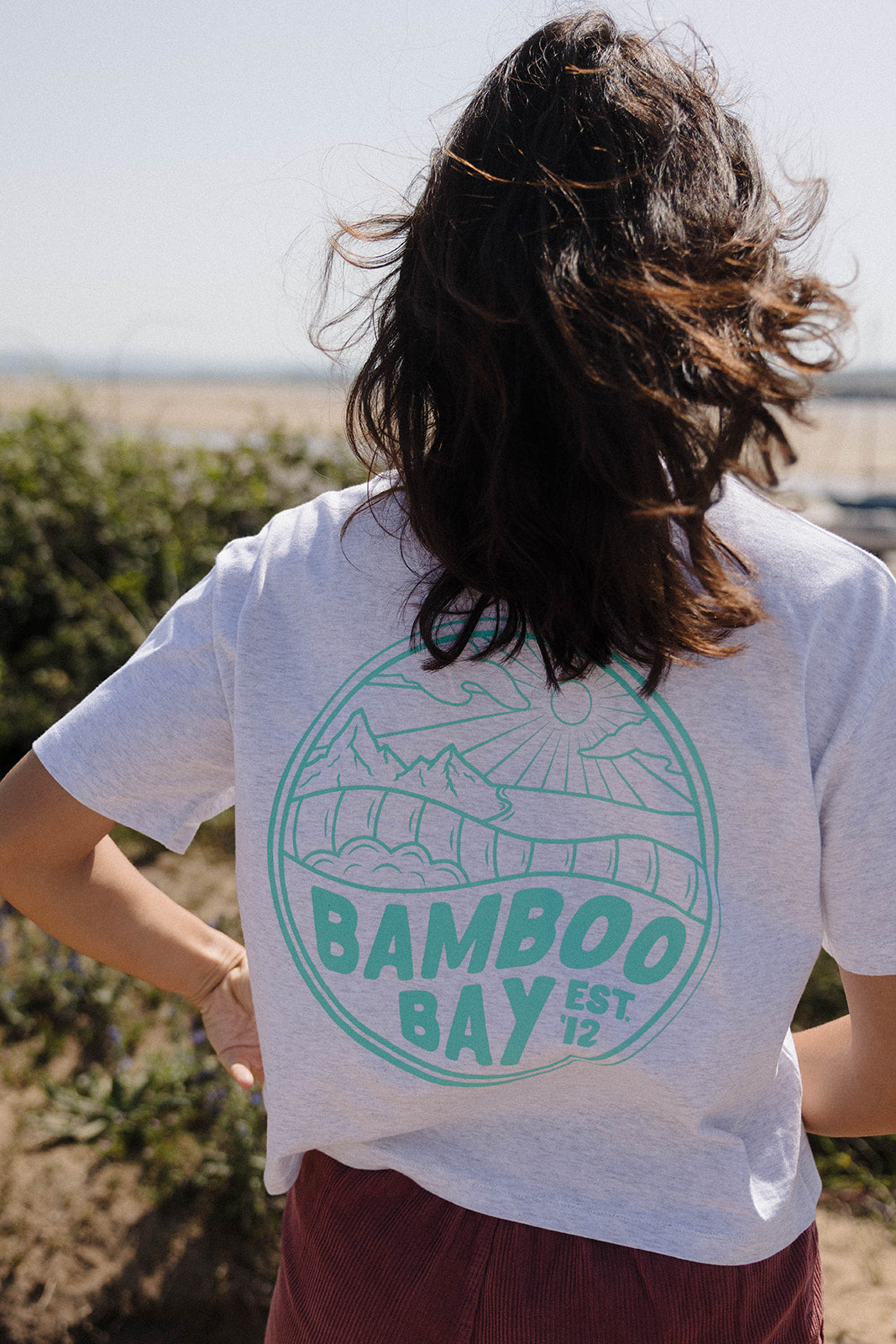 BamBooBay Mountain Badge Womens T-Shirt Cool Heather Grey
