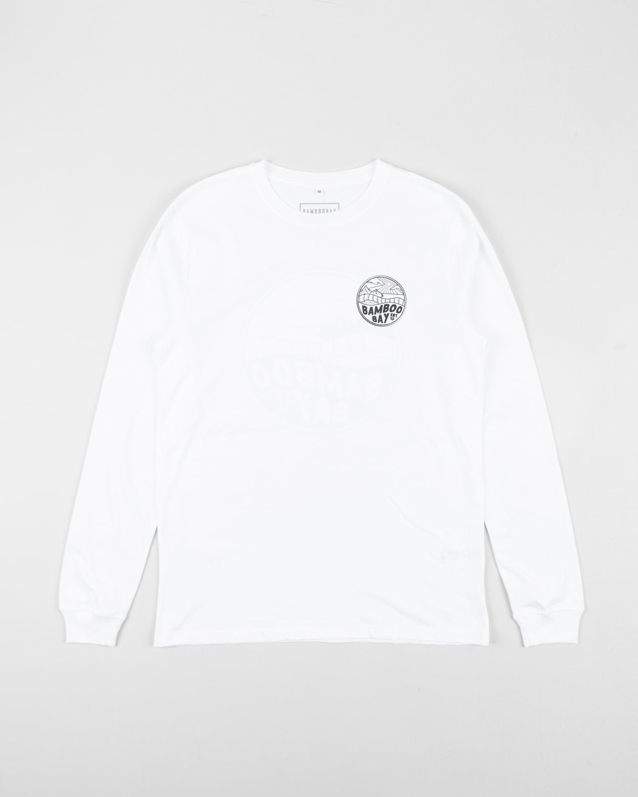 MNT Badge Long Sleeve Organic Cotton Tee - White | BamBooBay